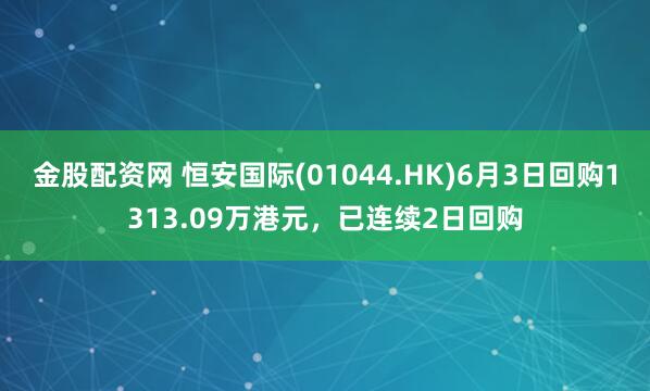 金股配资网 恒安国际(01044.HK)6月3日回购1313.09万港元，已连续2日回购