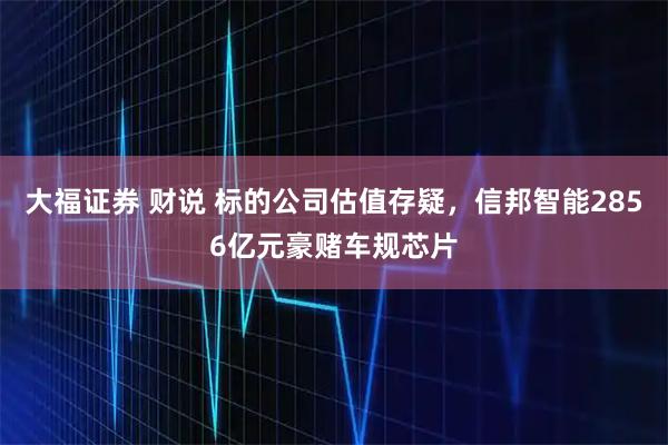 大福证券 财说 标的公司估值存疑,信邦智能2856亿元豪赌车规芯片